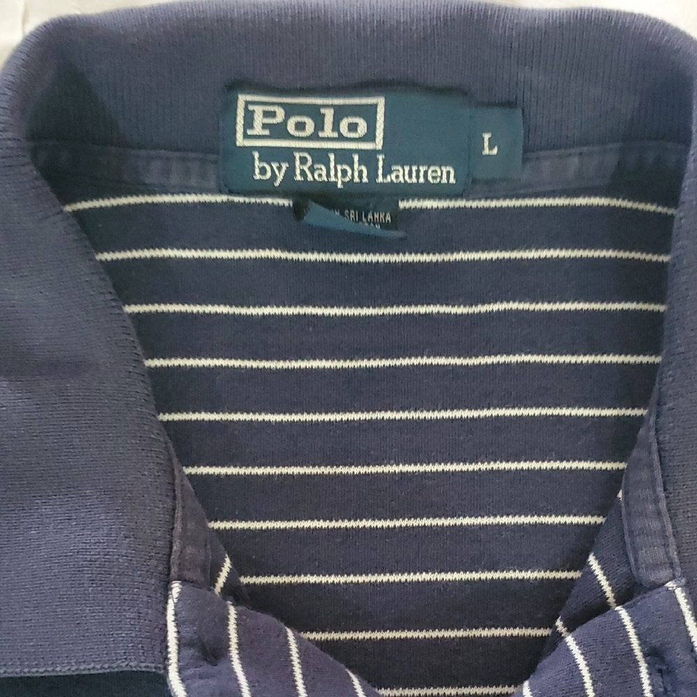 Polo Ralph Lauren Blue and White Striped Polo Shirt - Picture 4 of 5